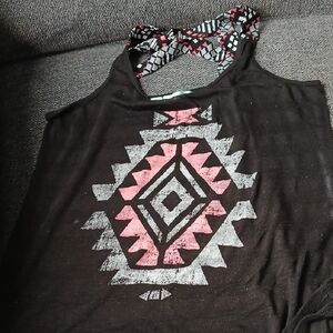 Maurices Black Graphic Cut Out Tank Top